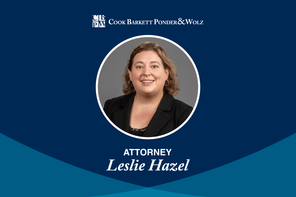 Headshot of CBPW's newest attorney, Leslie Hazel.