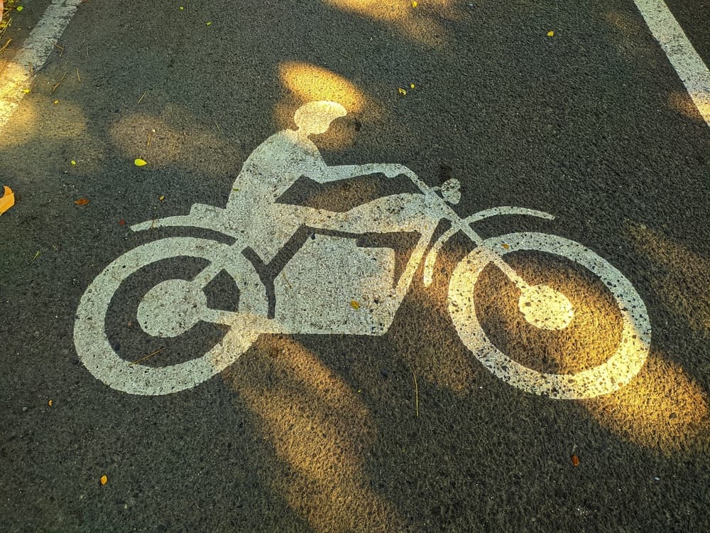 Motorcycle sign on the road