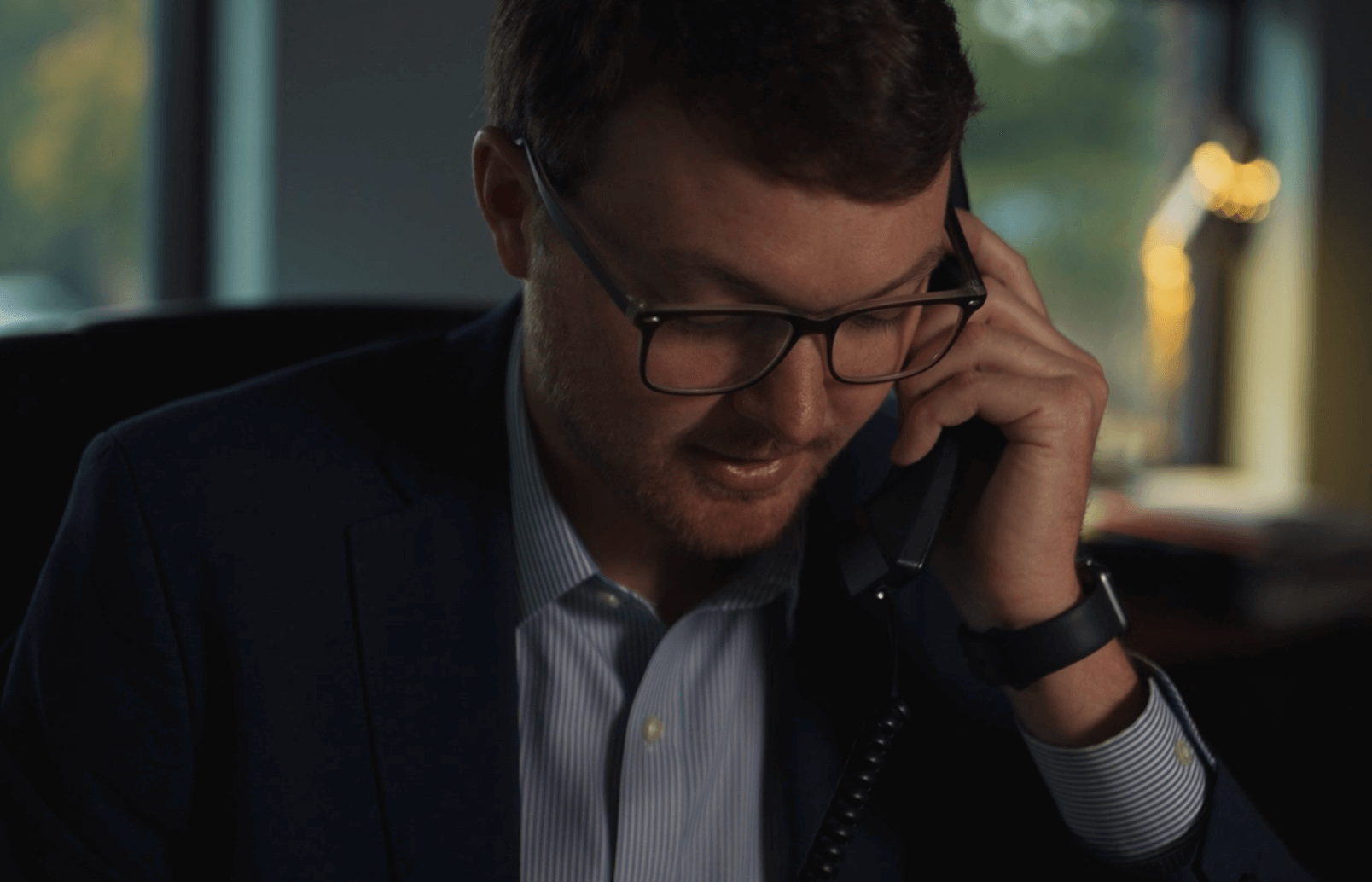 Jacob D. Lawrence Taking Call Attorney Jacob D. Lawrence taking an important phone call