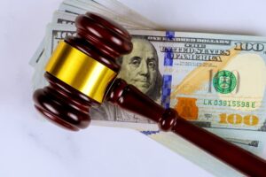 Judge's Gavel and US Currency Notes