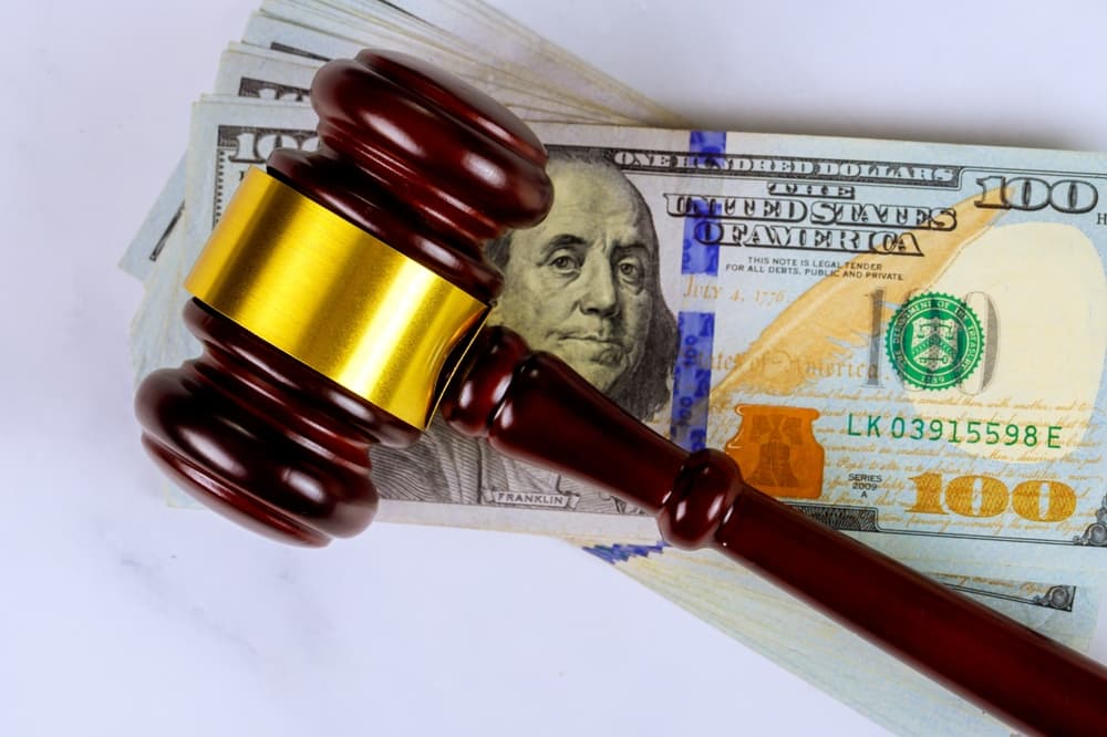 Judge's Gavel and US Currency Notes